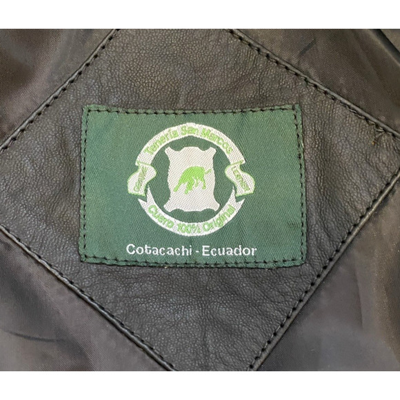 Cotacachi - Ecuador Moto Jacket M/L Extra-Large Black Leather Hipster Coat - Picture 6 of 13